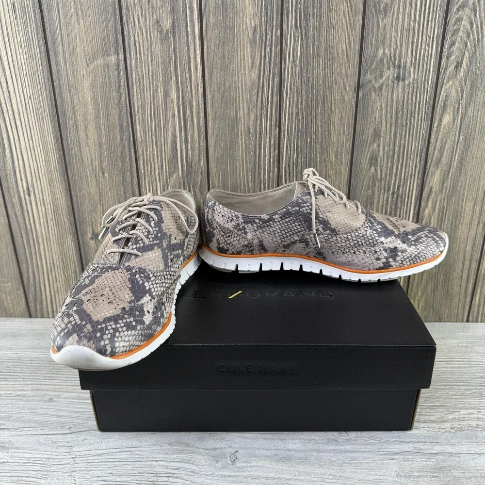 Cole Haan Zerogrand Wing Ox II Python Print Women's Oxford Shoes 8.5B